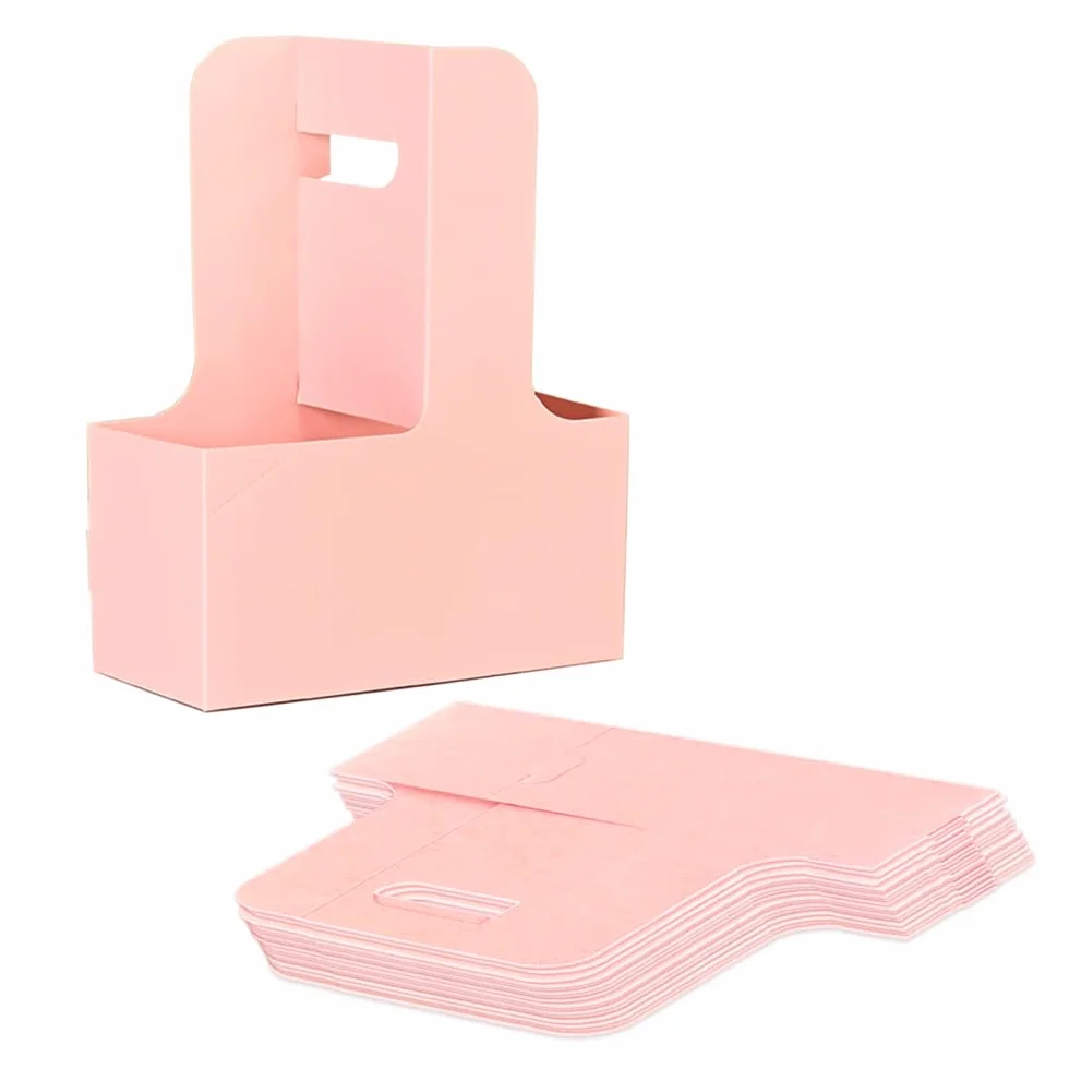 MiOYOOW Portadores de bebidas, 20 soportes desechables dobles para tazas, portadores portátiles de cartón para café, helado y postre
