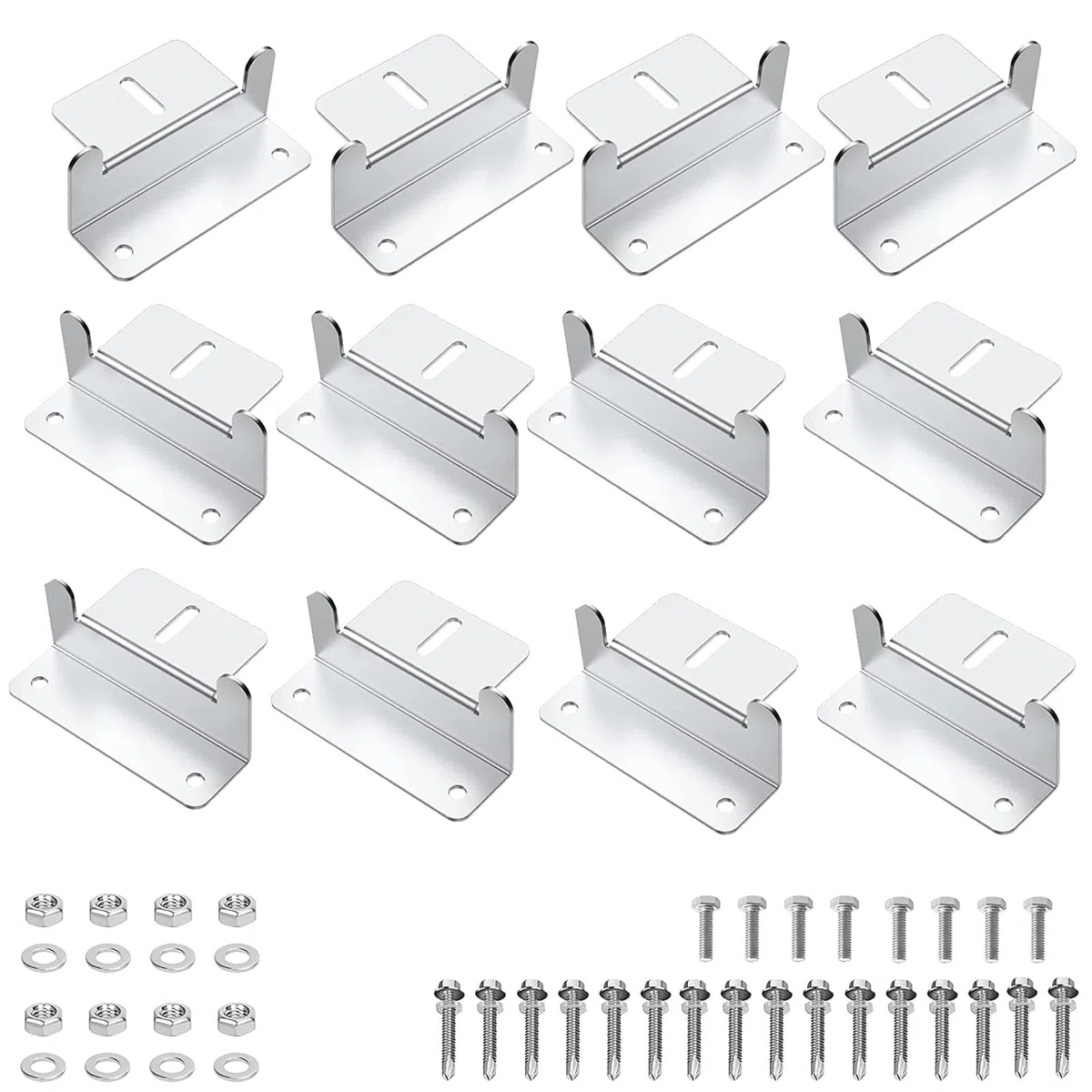 Soporte para Paneles Solares, Soportes Z de Placas Solares 12 Piezas Plateado, Montaje de Panel Solar en Tejado, con Tuercas y Tornillos, Para Caravanas, Paredes, Barcos, Tejados