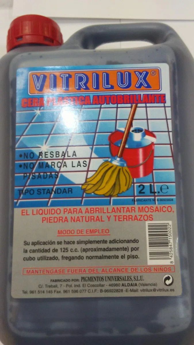 Cera AUTOBRILLANTE Negra para Suelos DE Mosaico Piedra Natural TERRAZO ETC...NO RESBALA NO Marca PISADAS EN ENVASE DE 2 LTROS