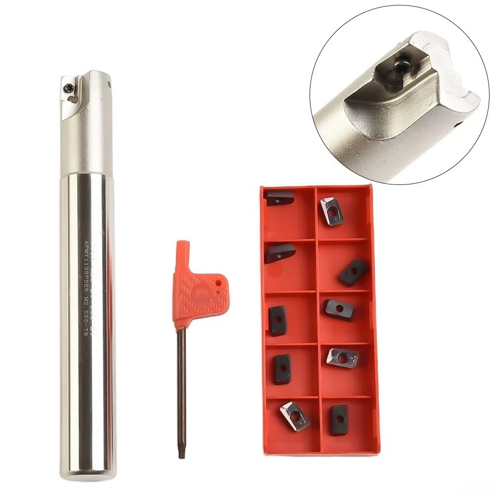 10 fresas de cara indexable D20mm con inserciones de carburo APMT1135, fresa de extremo de 2 flautas de 90 grados, herramienta de precisión de 150 mm de longitud para mecanizado CNC y