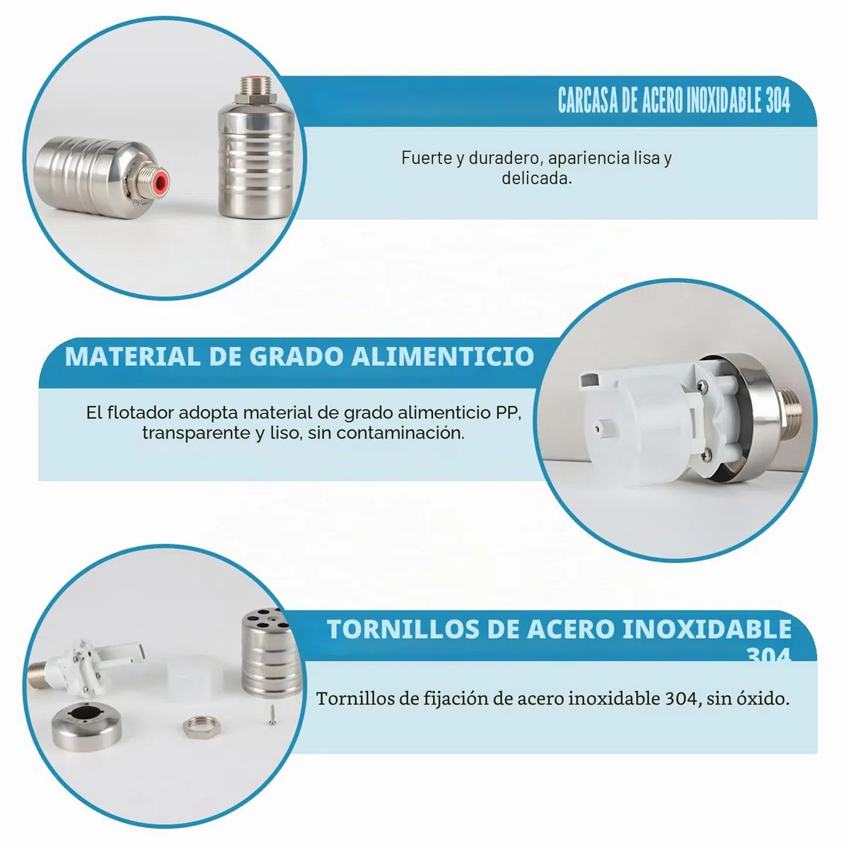 HH247 - Válvula de flotador de acero inoxidable, baja presión de 3/4 pulgadas, control automático de nivel de agua, color plateado