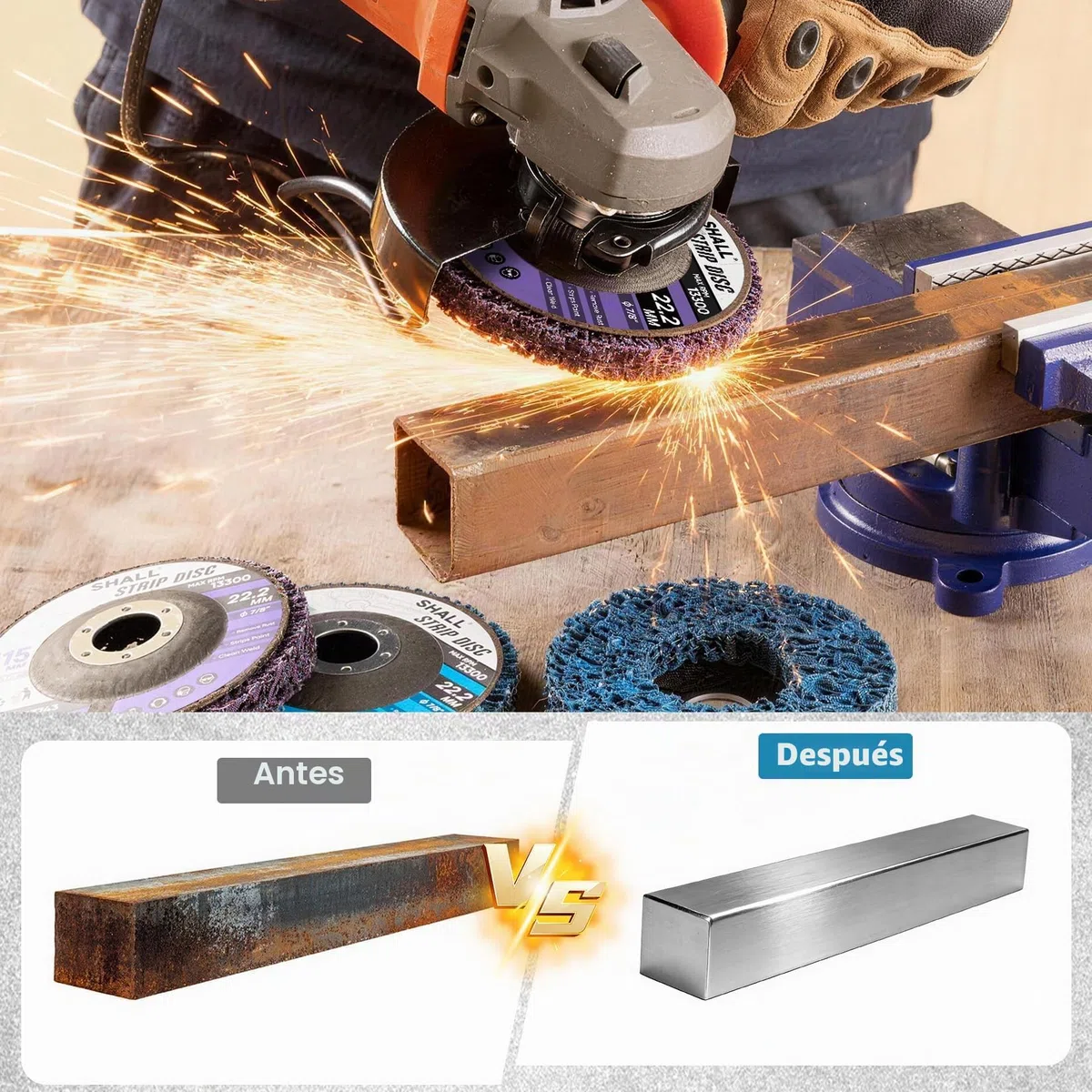 SHALL 6 Piezas Discos de desbaste, 115 mm Discos de Limpieza para, Adecuado para amoladoras angulares con un diámetro interior de 22,2 mm (7/8 pulgadas), utilizado para eliminar óxido.
