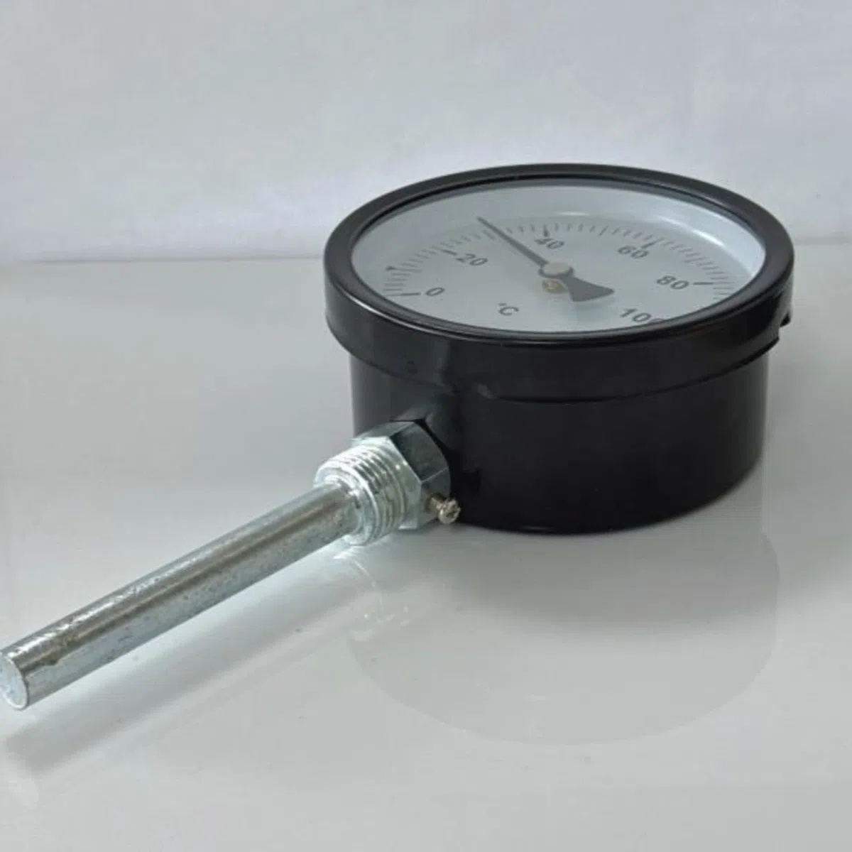 Termómetro bimetálico con esfera de 100 mm y funda de inmersión para calderas, calefacción central y usos de cocina al aire libre