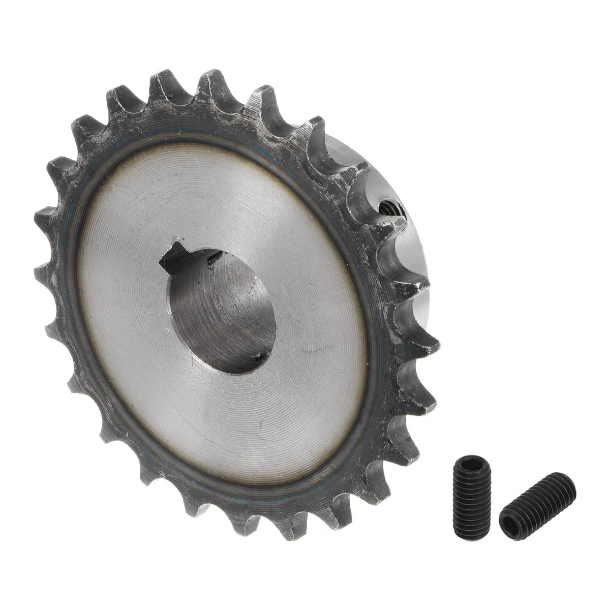 QUARKZMAN Piñón de Cadena de Rodillos ISO/DIN 06B-1 Tipo B Diámetro de 20 mm Paso de 3/8" Piñón de Rodillo de una Sola Hilera de Acero A3 Endurecido con 24 Dientes