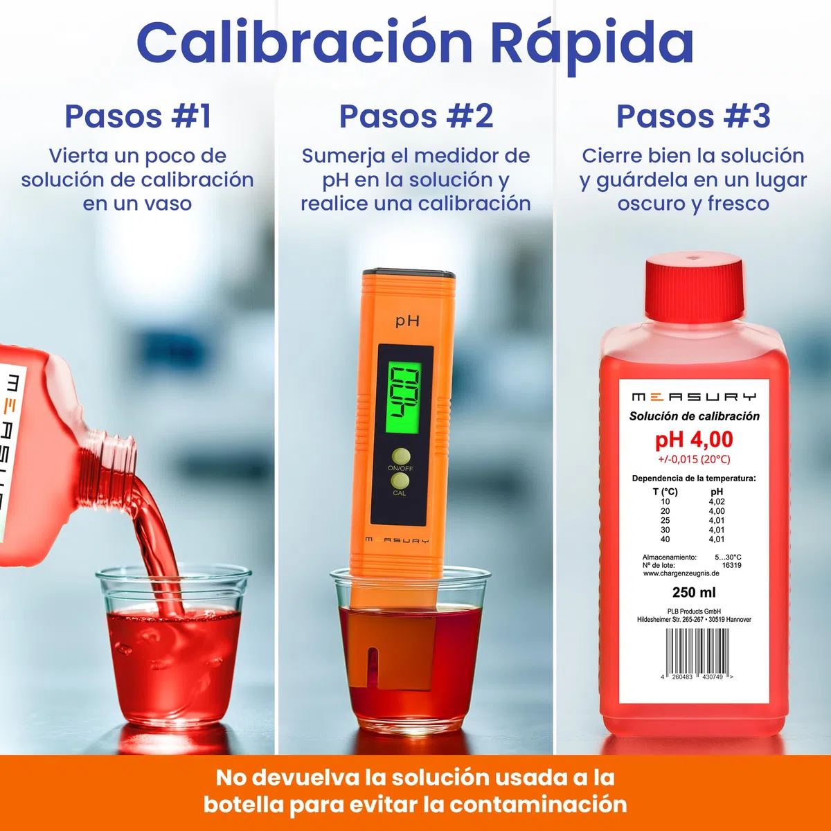 Measury Solución de Calibración de pH 4.00 y 6.86, Solución Tampón de pH 250ml cada una, Solución de Calibración Rojo/Verde, Set de Líquido de Calibración