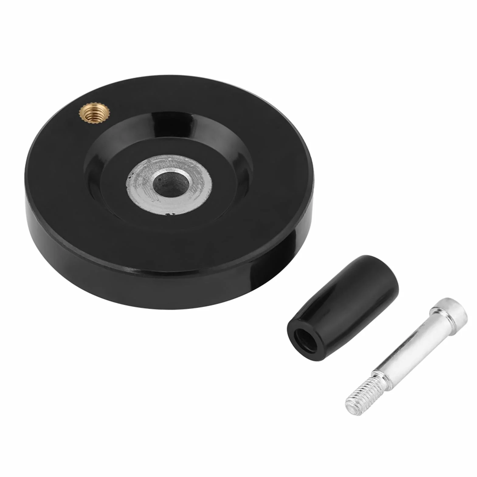 Hyuduo Rueda de Mano para Fresadora y Torno Baquelita 8x63mm Negra Redonda con Mango Giratorio Antideslizante Industrial