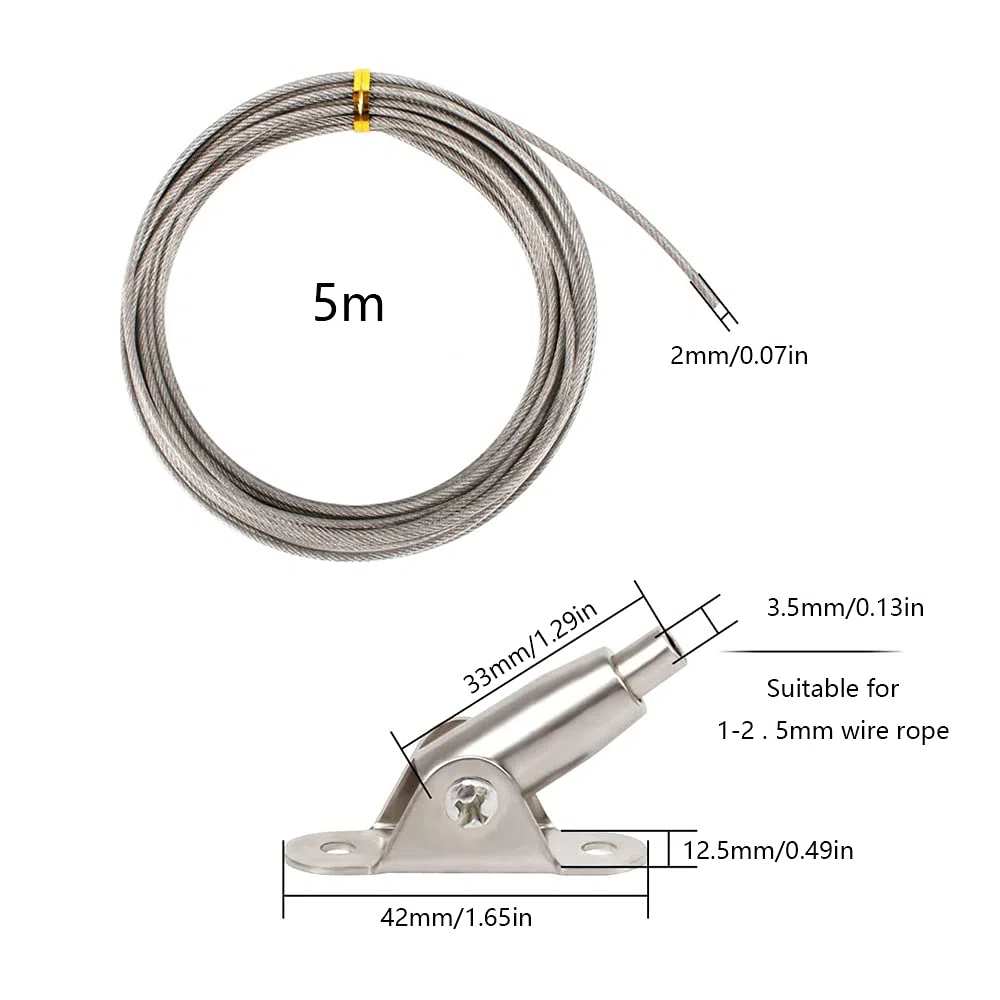 Cable Acero Inoxidable 5M Alambre Recubierto de PVC 2mm Diámetro Acabado Suave Tensor Cuerda Alambre Jardín Para Colgar Imágenes Netas Cortinas Bricolaje Artesanía Carga de Trabajo 340 lbs