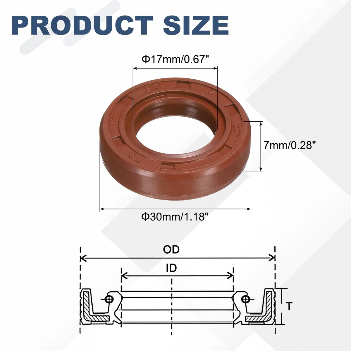 QUARKZMAN 2Pcs Retén De Aceite, 17x30x7mm TC Fluororrobó Doble Labio Cubierta Con Kit De Ganchos Y Resorte Para Eje De Cojinete Automotriz Mecánico, Marrón