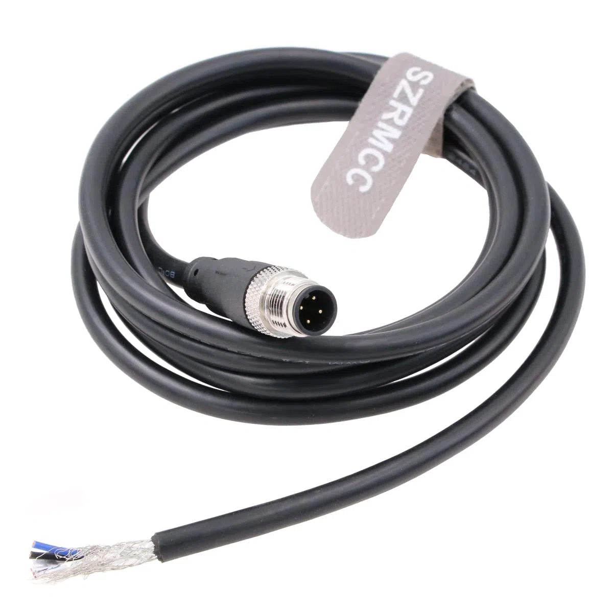 SZRMCC M12 A-Code 4 Pin Macho a Cable Desnudo Ethernet Sensor I/O Cable para Cámara Industrial Fieldbus Módulo Dispositivo Profinet 22AWG (3m)