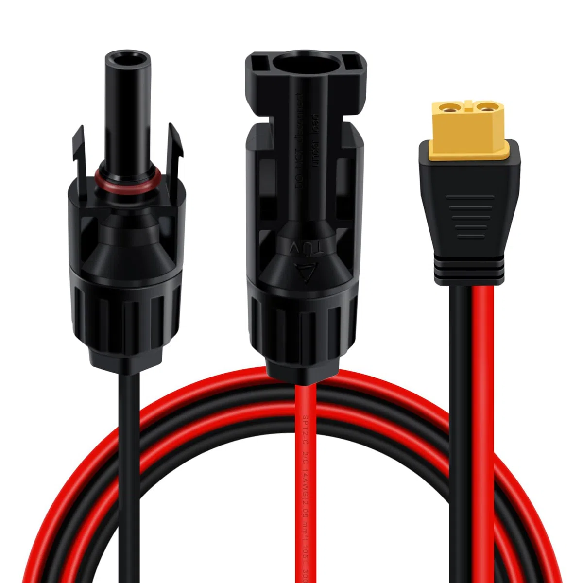 Cable de Carga Solar XT60 12AWG Cable de Extensión XT60 a Placa Solar para Estación de Portátil Generador (3 m)