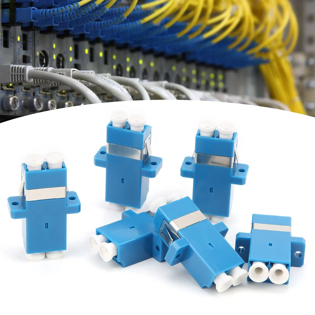 YWBL-WH Adaptador de Fibra Óptica LC-LC UPC 50 Unidades, Acoplador Dúplex para Redes de Alta Velocidad y Conexión Industrial Fibra Óptica Conector Adaptador