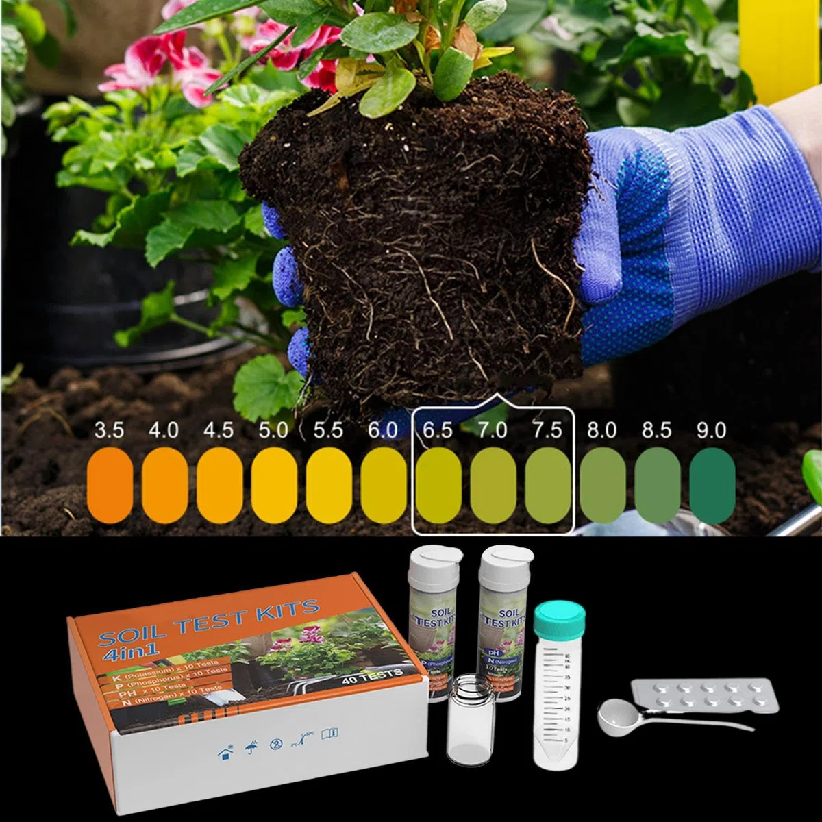 Kit de Análisis de Suelo para Huerto - Medidor de Nutrientes de Tierra Kit 4 en 1 | Herramienta para Nutrientes de Plantas en Jardines Huertos Macetas Viñas