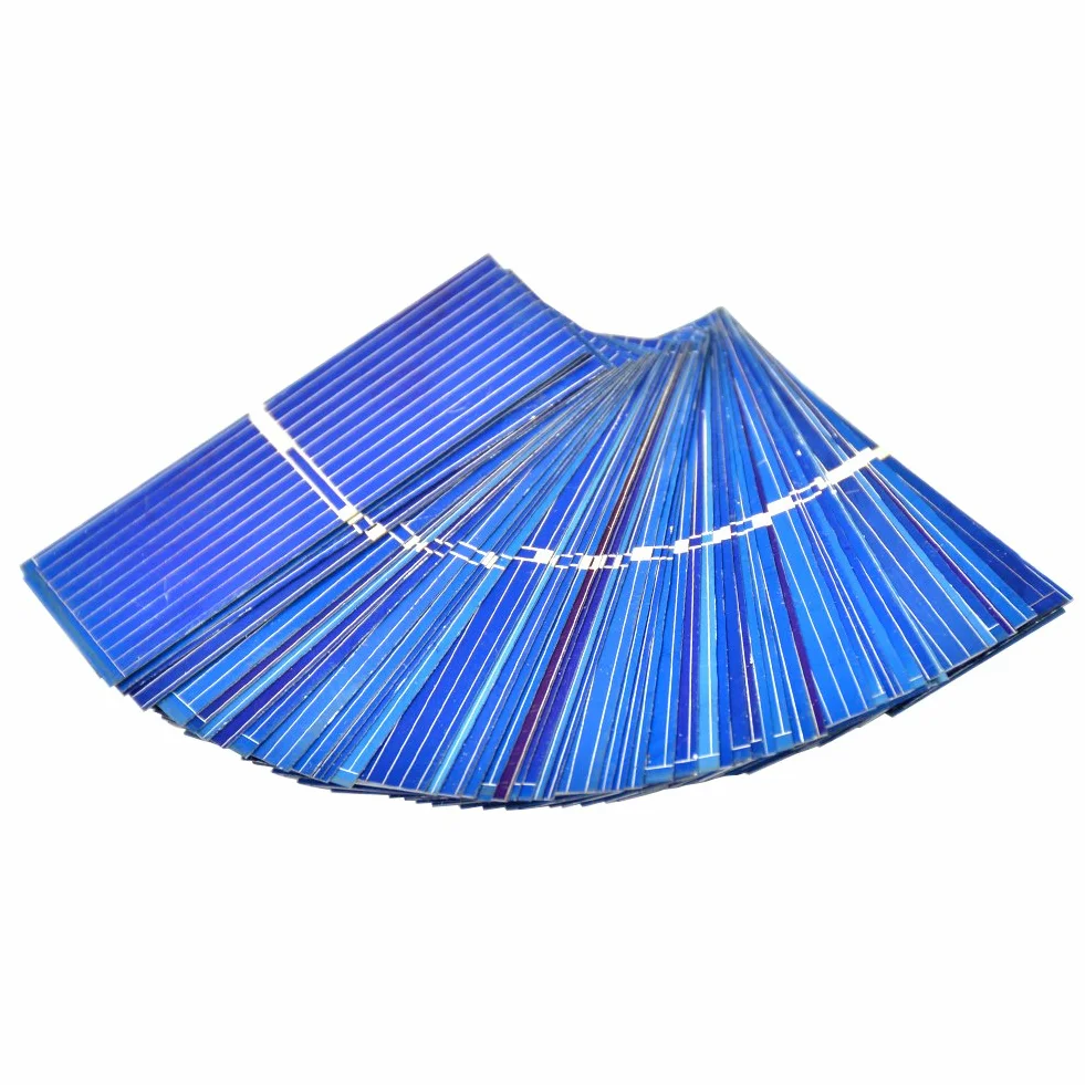 100 unidades de células solares de 0,5 V 400 mA para paneles solares de 52 mm x 19 mm/2 x 0,75 pulgadas, células solares fotovoltaicas de silicona policristalina, energía solar para cargador