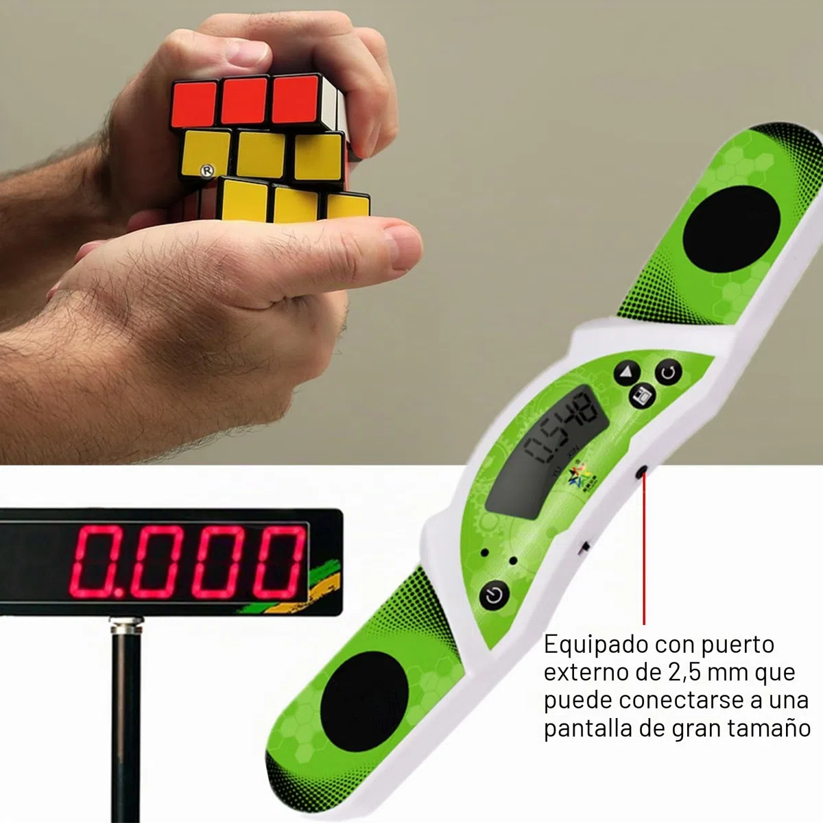 Temporizador de Velocidad para Cubo Con Control Táctil - Máquina Profesional Con Pantalla y Cálculo Automático para Competición, Cumpleaños, Navidad (Blanco)