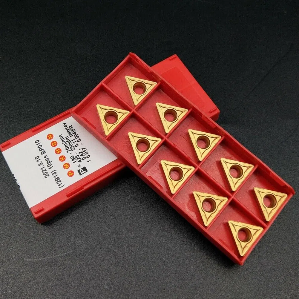 Juego de insertos de carburo, 10 piezas TCMT16T308 TCMT32.52 Herramienta de torno de inserción de carburo Brocas indexables, para mecanizado de corte de metal