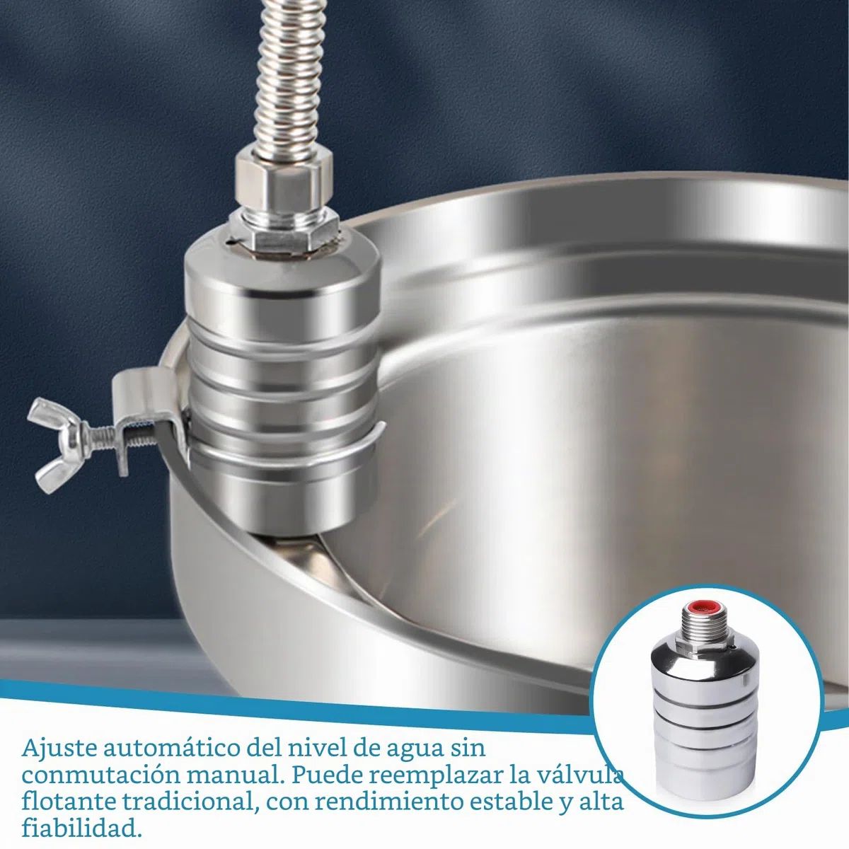 HH247 - Válvula de flotador de acero inoxidable, baja presión de 3/4 pulgadas, control automático de nivel de agua, color plateado