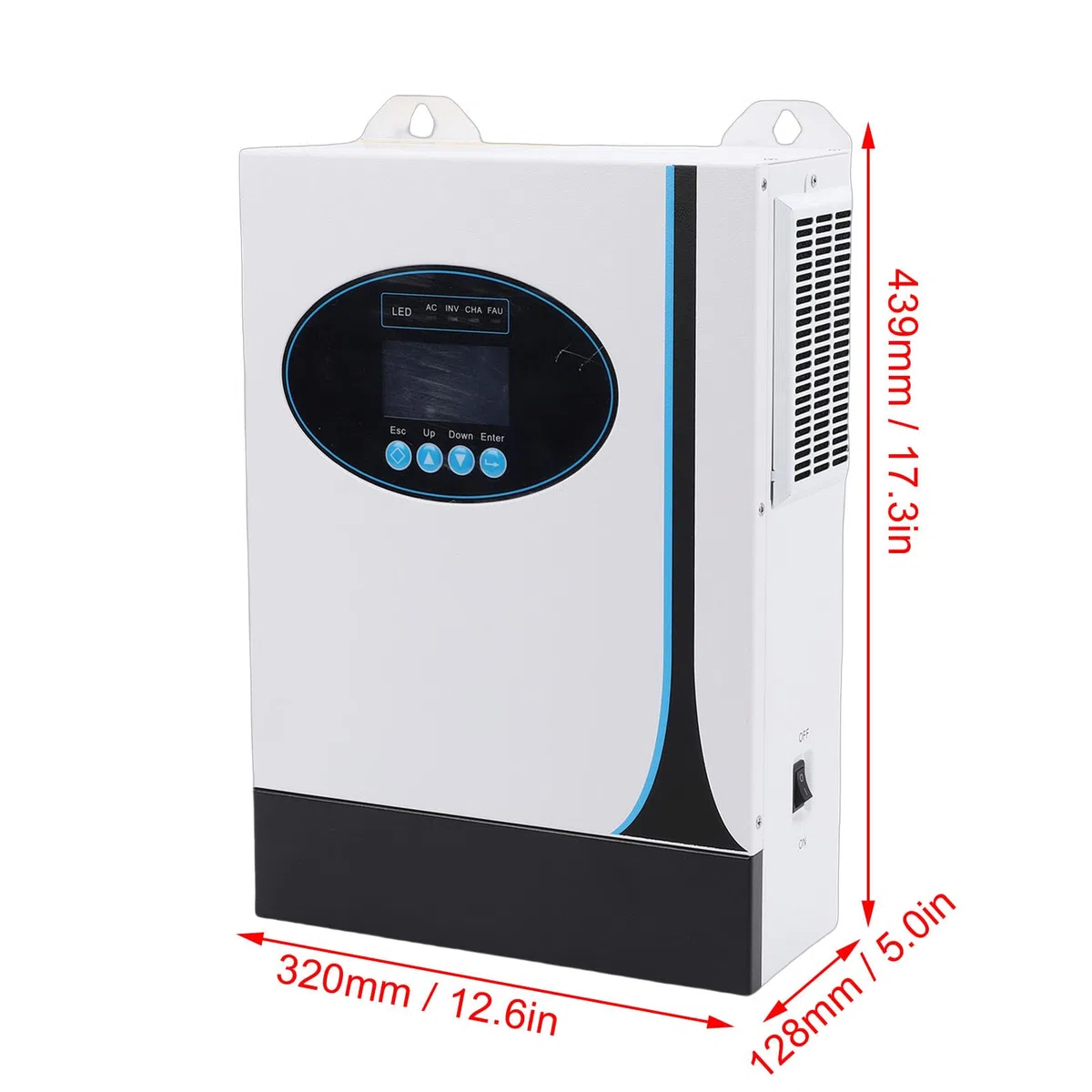 Sorandy Inversor Solar Híbrido Fuera de la Red de 1,2 KW, Salida de Onda Sinusoidal Pura MPPT Incorporado con Control Remoto para el Hogar, Escuela, Islas Industriales, áreas