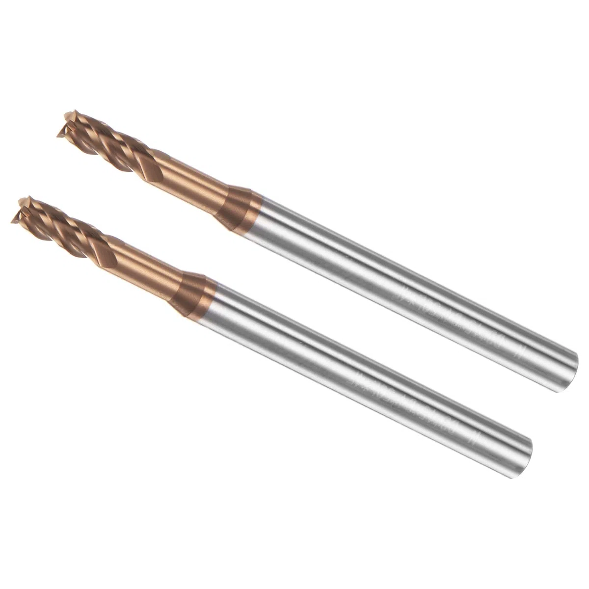 Fresas de Extremo de Nariz Cuadrada, Corte de 3mm x 15mm, Largo Alcance, Recubrimiento de Titanio (A Nanoescala) de Carburo de Tungsteno de 4 Flautas, 2 Piezas