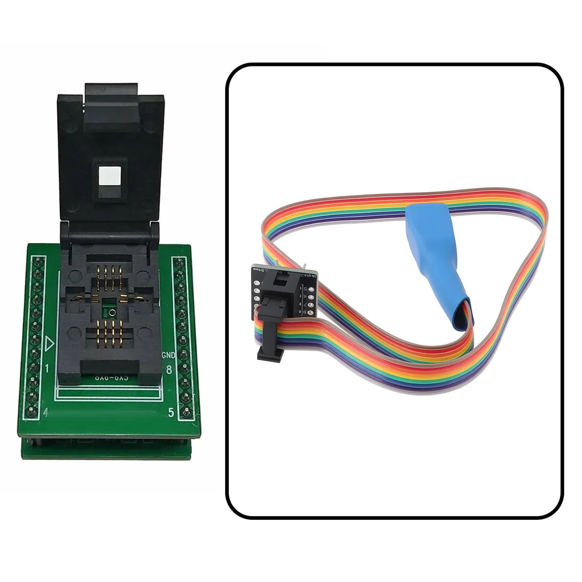 Línea de sonda de prueba de 8 pines de 1,27 mm de 6 x 8 mm para DFN8 QFN8 WSON8 Chip Programación IC Socket adaptador para grabación y lectura