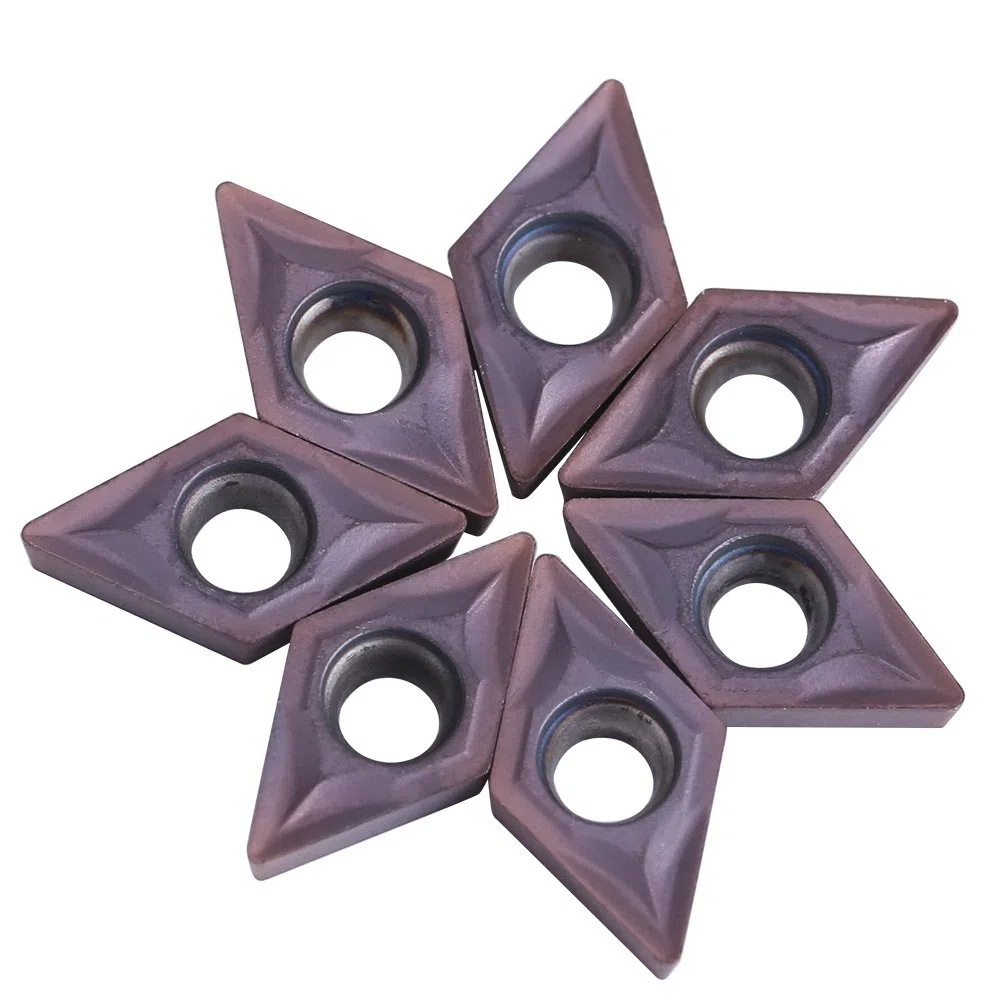 10pcs Insertos de Carburo de Diamante CNC Cortador de Insertos Cuchillos de Inserción de Máquina de Torno Fresado DCMT070202 para Acero Semielaborado