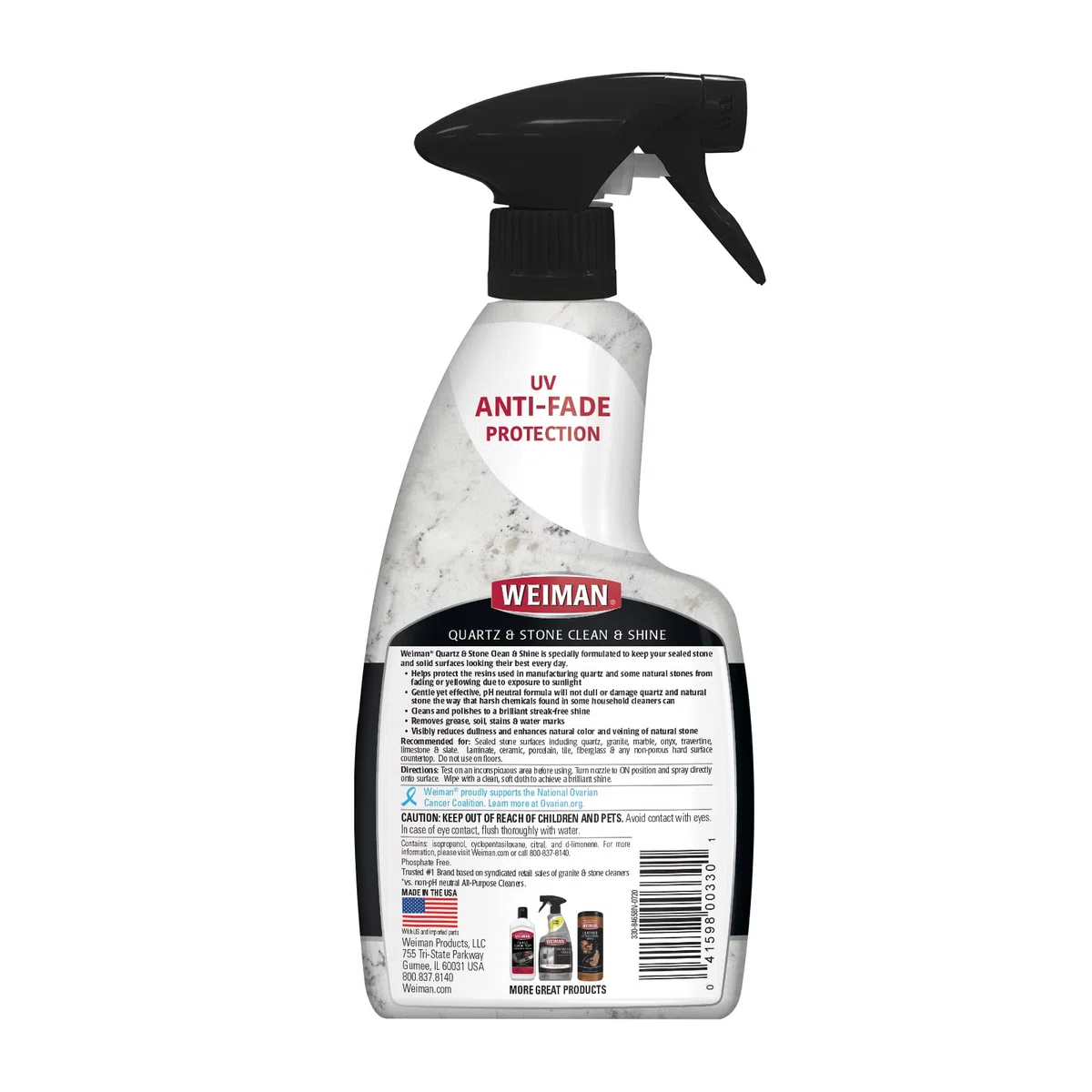 Weiman Quartz Clean & Shine – 16 onzas – Limpiador y abrillantador de cuarzo