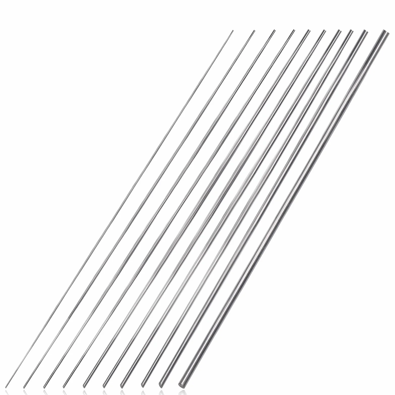 56 piezas Barres acero inoxidable 30cm, Barra metálica Longitud 300mm, 5 diámetros barra redonda sólida de acero inoxidable 1mm 1.5mm 2mm 2.5mm 3mm Para Artesanías bricolaje jardín modelo