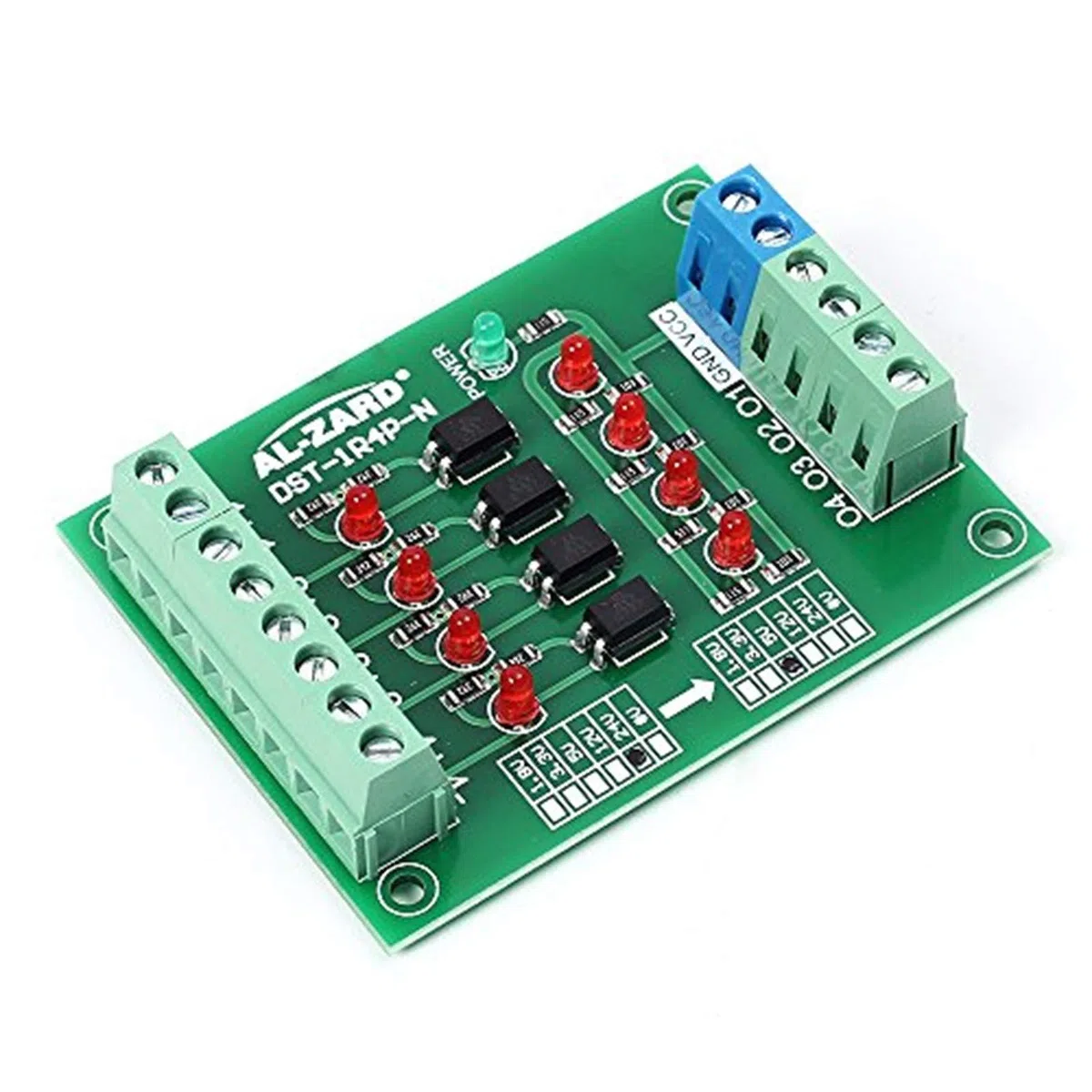 Aislador Optoacoplador de 4 bits, 3.3V a 24V PLC Señal Nivel Voltaje Convertidor Placa Módulo