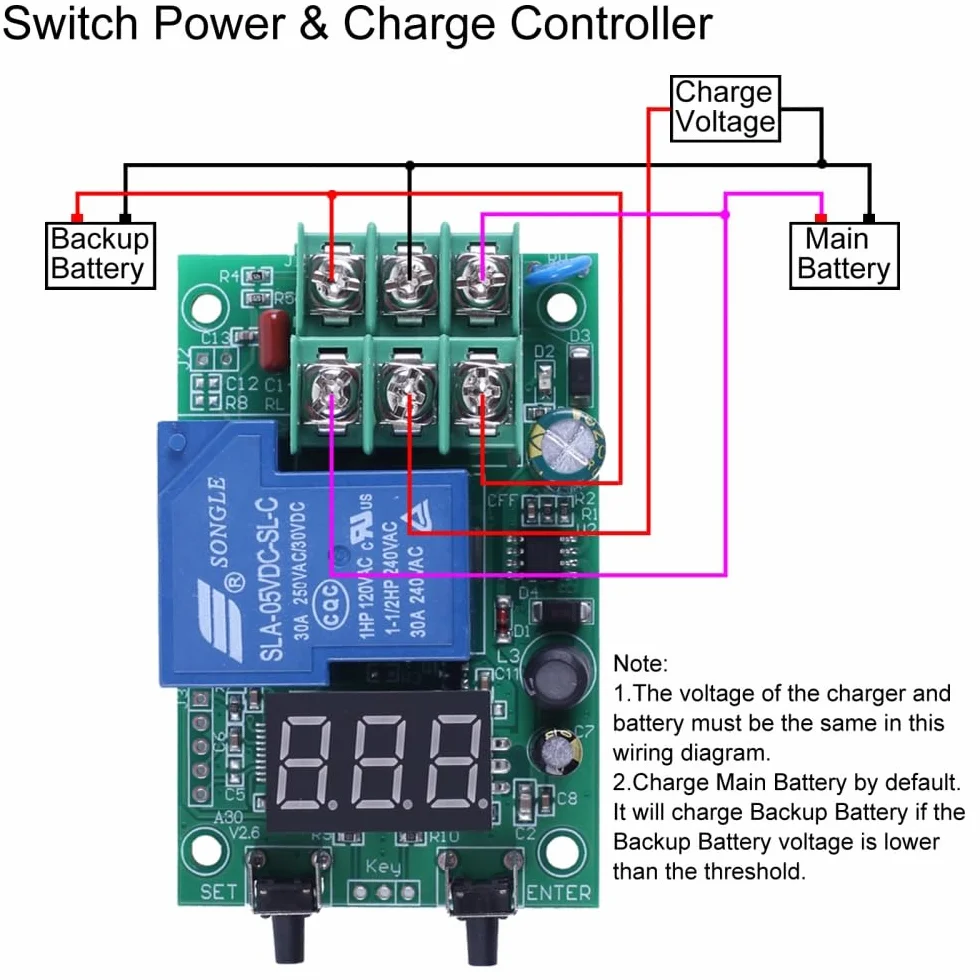 Módulo de monitorización de voltaje con retardo, módulo de monitor de voltaje A30-U1 DC 0-99,9 V, controlador de relé de relé programable, protector de batería