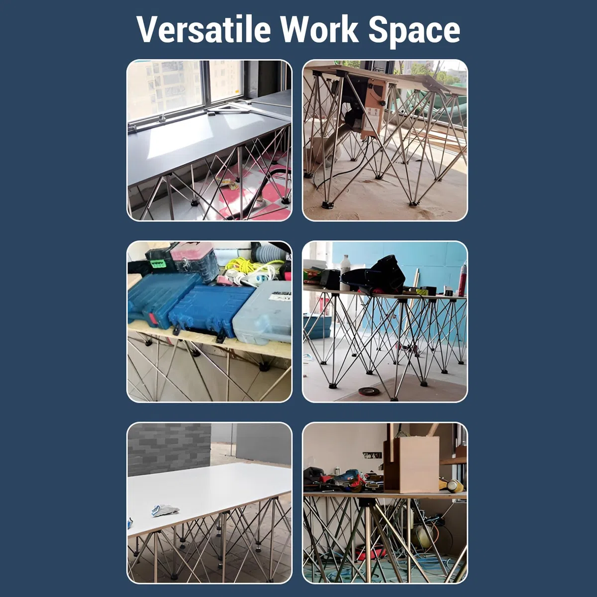 Mesa de Trabajo Plegable de Servicio Pesado Portátil con 10 Patas de Soporte de Acero Capacidad de Carga de 1000 Kg para Construcción y Corte de Carpintería
