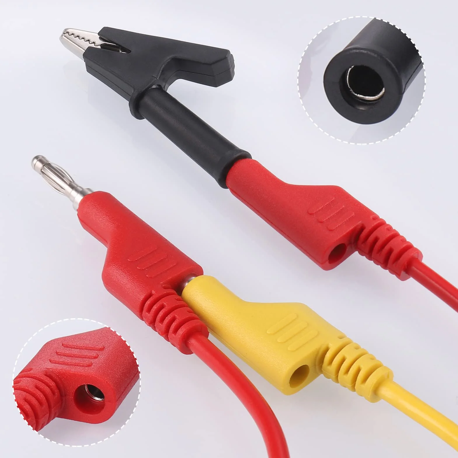 Hejo 15 Piezas Cables de Multímetro, Kit de Cable de Prueba de Sonda para Pruebas con Multímetro, 105cm 5 Colores Cable de Prueba de 4 mm con 10 piezas Pinzas de Cocodrilo