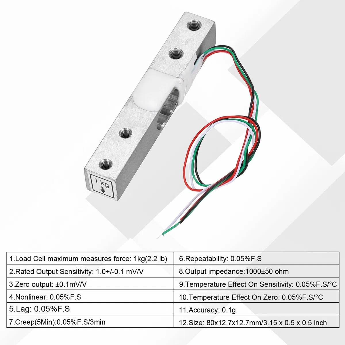 QUARKZMAN 3 Juego De Celdas De Carga Digitales Sensor De Peso 1KG + Módulo HX711 Sensor De Pesaje 24 Bits Precisión A/D doble Canal 16x24mm Para Kit De Báscula De Cocina