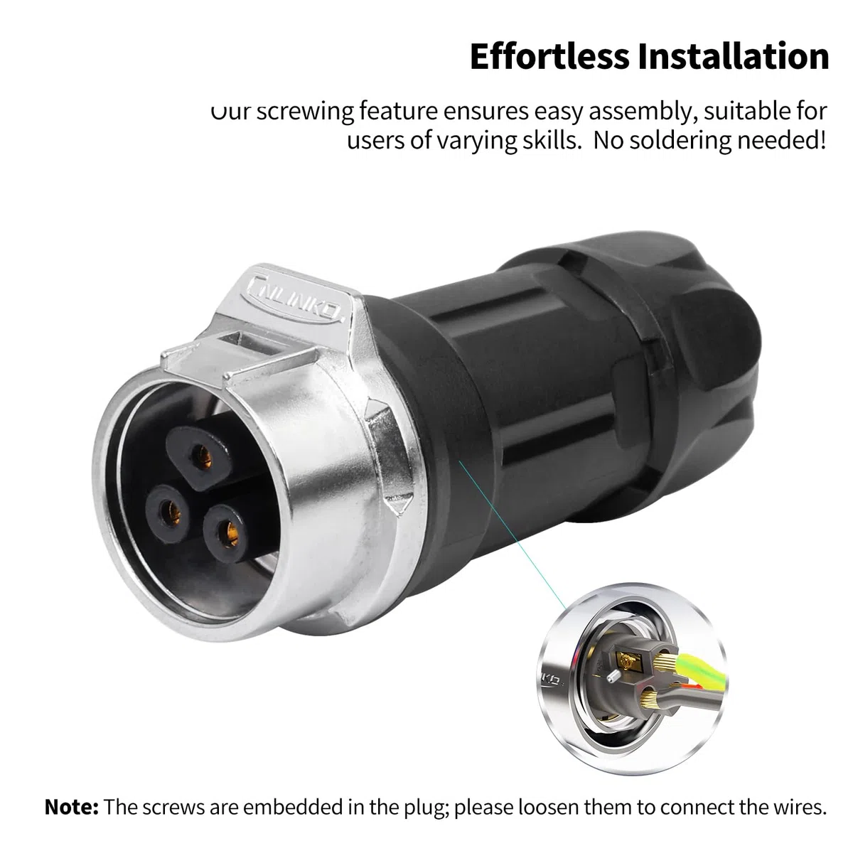 CNLINKO LP-16 Conector Impermeable de 3 Pines con Diseño de Enroscado, IP68 Enchufe Circular de Aviación, Par de Enchufes Macho y Hembra M16 (LP16 3-Pin con Roscado)