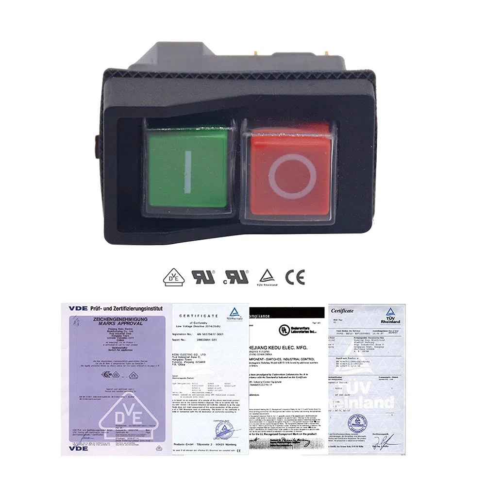 KJD17 Interruptor electromagnético, AC250V 16A Botón pulsador impermeable magnético de seguridad, Interruptor de seguridad, Interruptor de botón pulsador, Arrancador magnético para herramientas