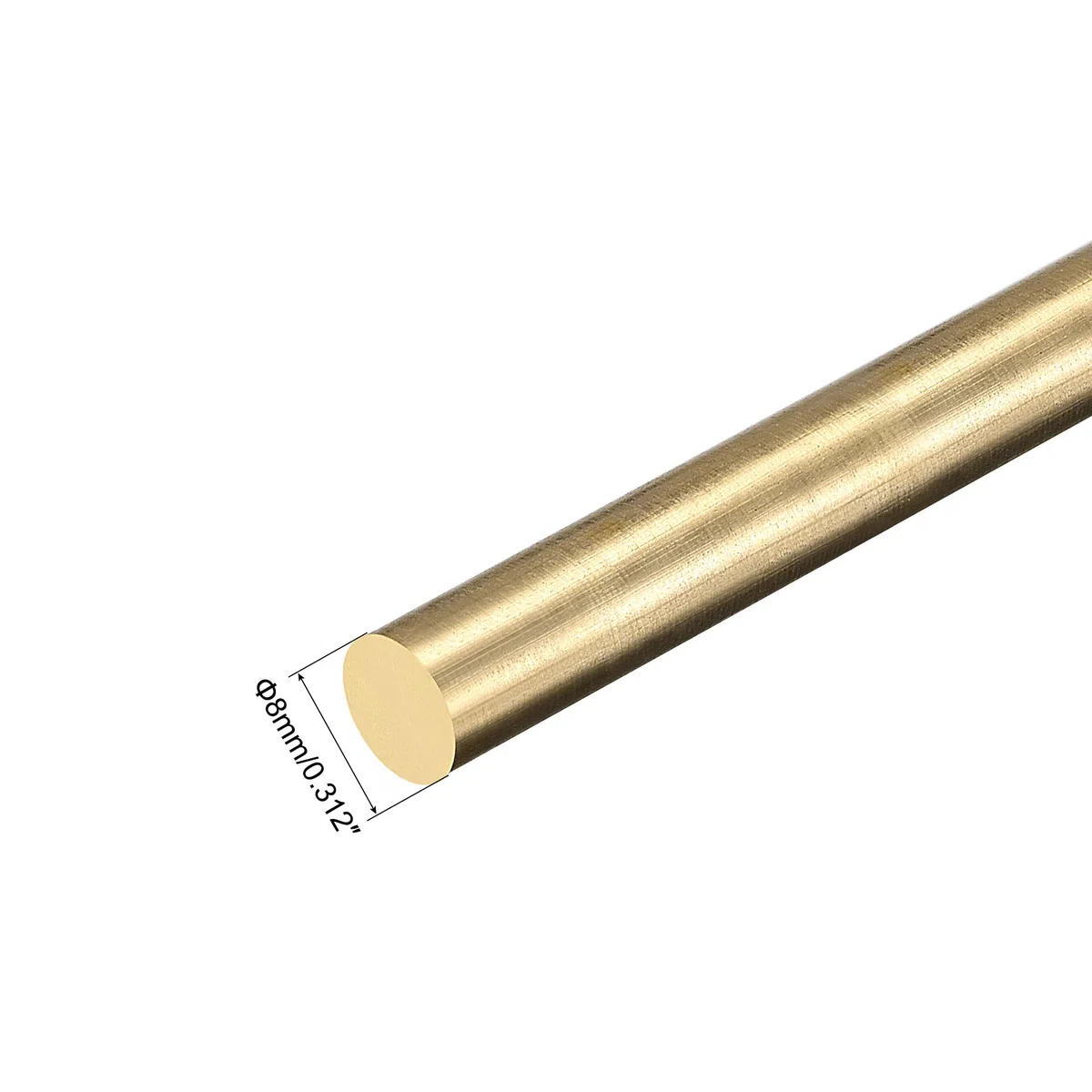 sourcing map 8mm Diámetro 300mm Longitud Latón Sólido Redondo Varilla Torno Barra Material para Bricolaje Artesanía 1uds