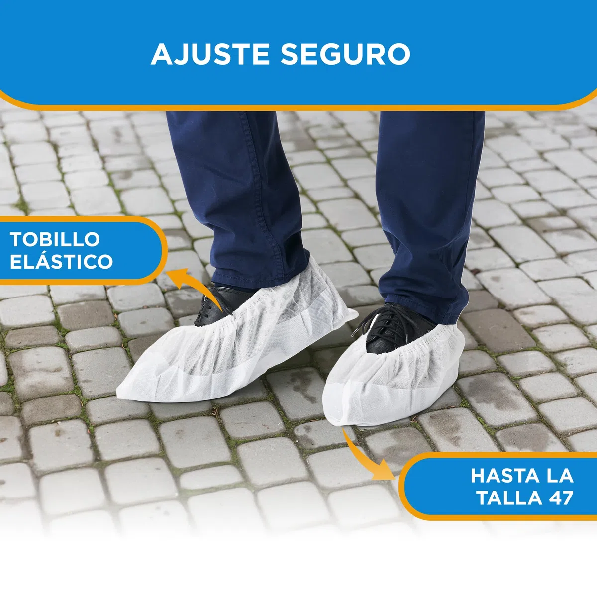 ISC Hygiene & Safety 50 Cubiertas para zapato/Cubrezapatos con suela de 9 gramos, reforzada, antideslizante, extra resistente. Impermeable a líquidos, unitalla, buen ajuste, y Desechables.