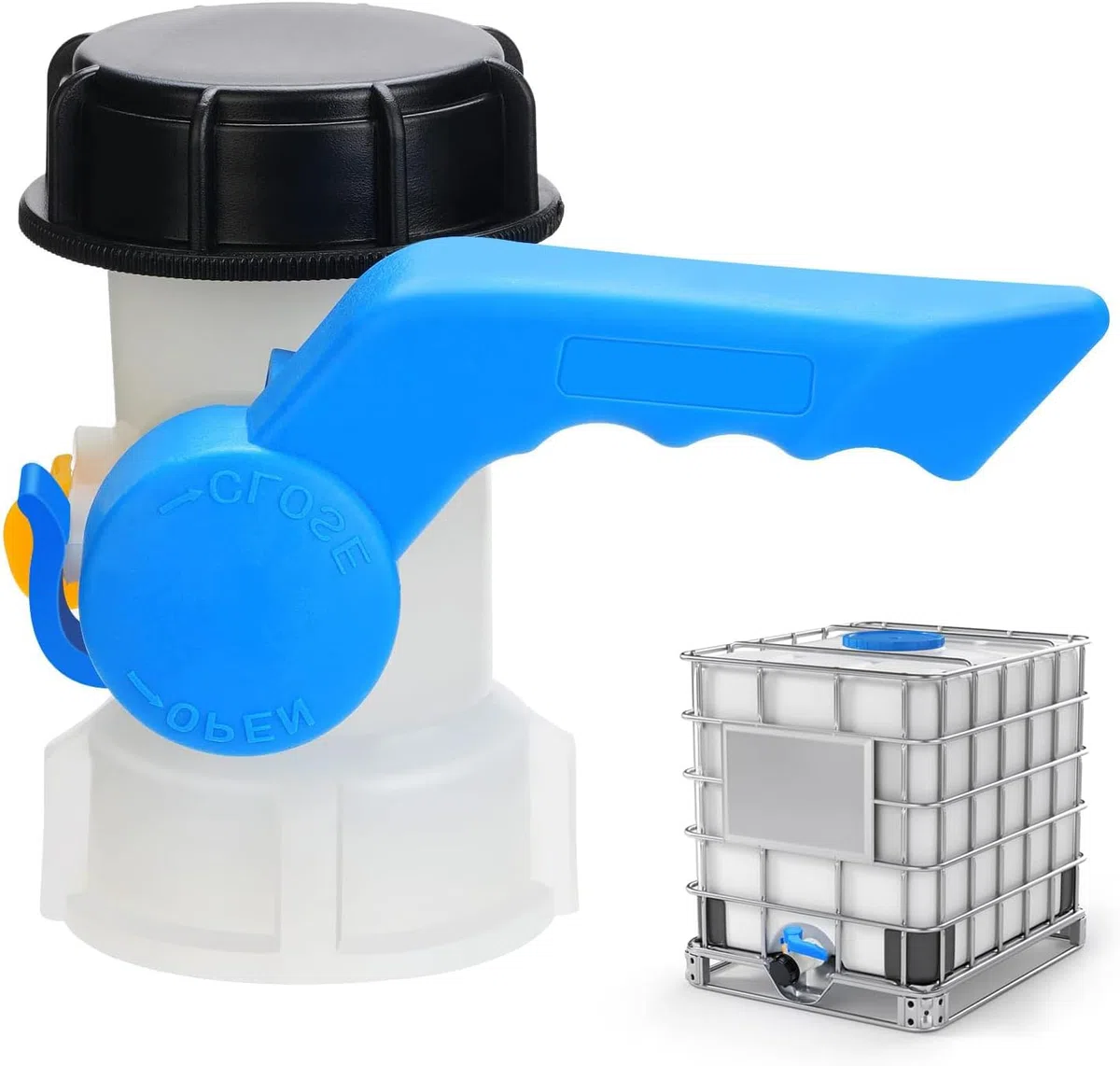 IBC Tank Accessories - Válvula de solapa universal DN40 (62 mm) adaptador de llave de paso para contenedores de agua