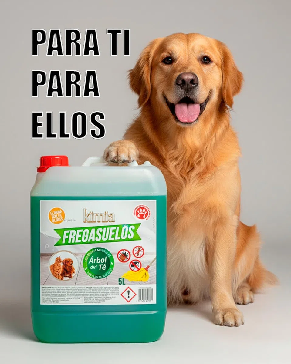 KIMIA - Pack Fregasuelos Profesional 5L + Spray Protector Huellas | Limpiasuelos Mascotas | Repelente Insectos | Friegasuelos Concentrado con Esencia de Arbol de Té | Especial Perros y Gatos