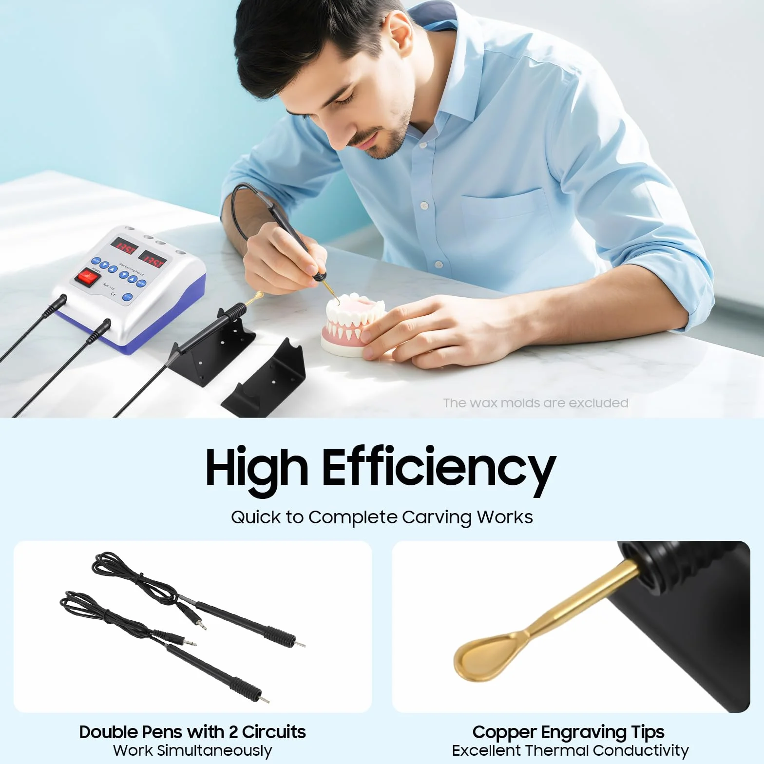 Digital Eléctrica Waxer Máquina Dental Lab Electric Waxer Carving Wax Knife Laboratorio Máquina Eléctrica Cera 6 Consejos de Cera + 2 Lápices