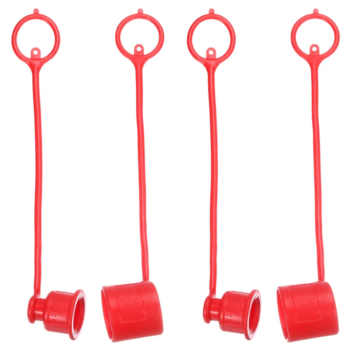 PATIKIL 3/8" ISO 16028 Plana Cara Hidráulico Acoplador Macho Antipolvo Tapa y Hembra Enchufe Cubierta 2 Conjunto Hidráulico Enchufe Cubierta con Retención Anillo Rojo