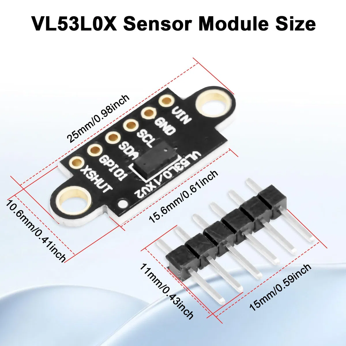 L53L0X VL53L1X Laser Distance Sensor RUIZHI 5 Piezas VL53L1X V2 Telémetro Láser Módulo L53L0X V2 Módulo Sensor de Distancia por Tiempo de Vuelo 2 Metros para Drones Robots Compatible con Arduino