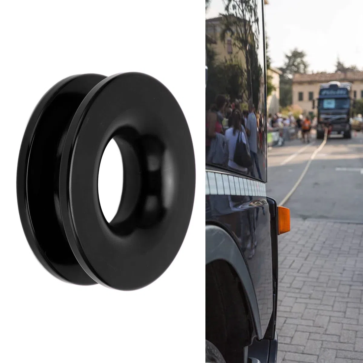 Anillo de Recuperación para Cabrestante, Negro Polea Snatch 41000lbs para Eslinga Blanda de 7/16 y 1/2in, Compatible con Cuerdas de 3/16, 1/4, 3/8in, Anillo de Remolque Resistente para ATV, UTV
