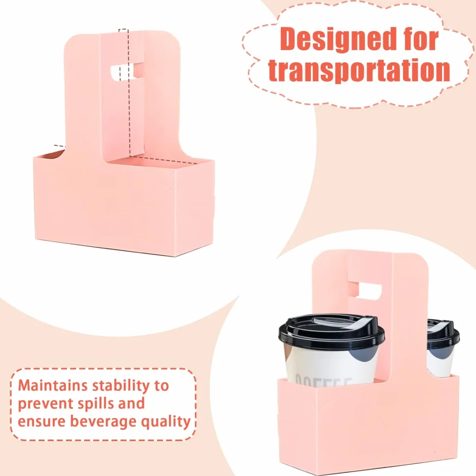 MiOYOOW Portadores de bebidas, 20 soportes desechables dobles para tazas, portadores portátiles de cartón para café, helado y postre
