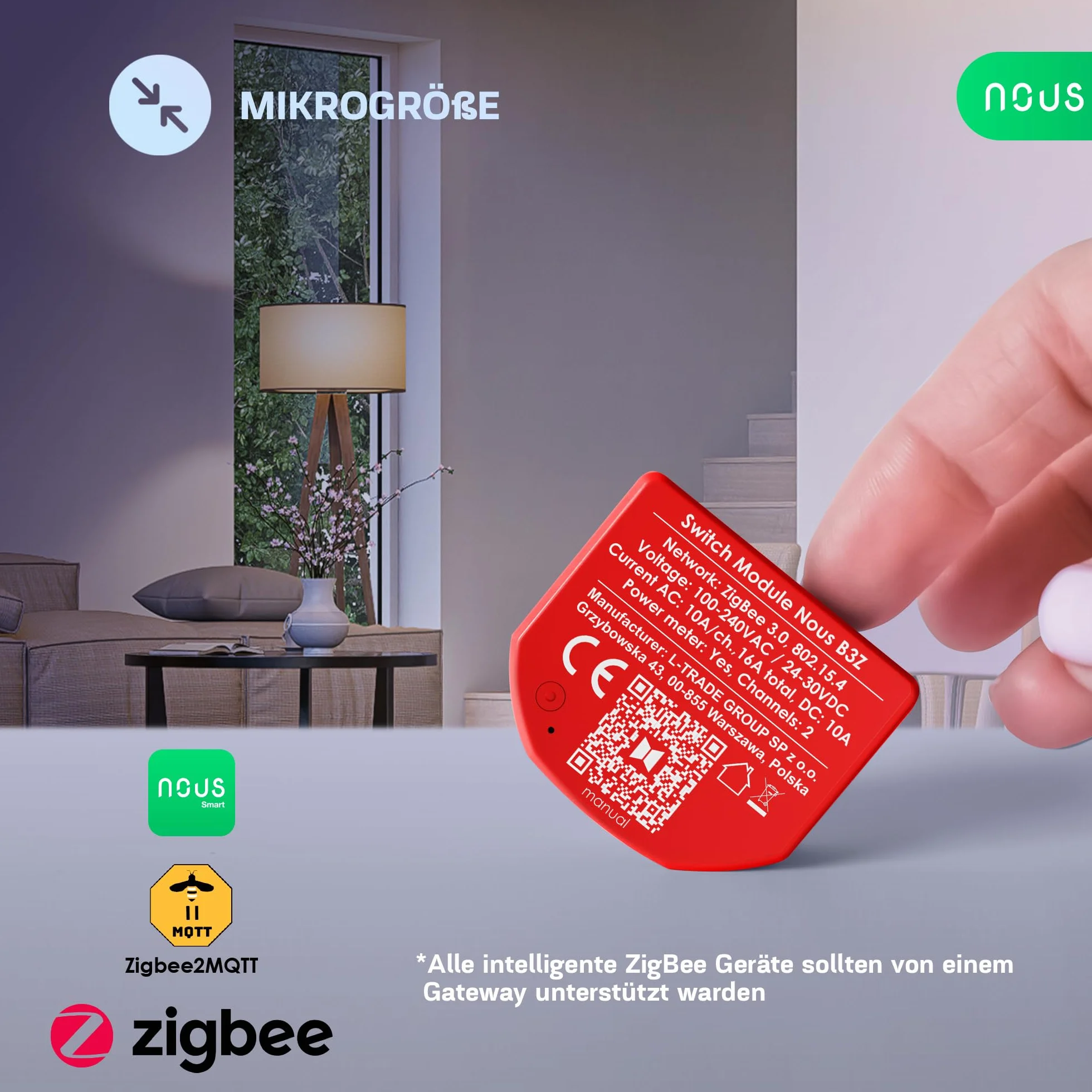 ZigBee Dual Smart Relay Module con monitoreo de energía, 2 canales independientes, CA 16 A/DC 10 A, compatible con Alexa, Zigbee2MQTT, Home Assistant, Tuya y Google Home, requiere concentrador ZigBee
