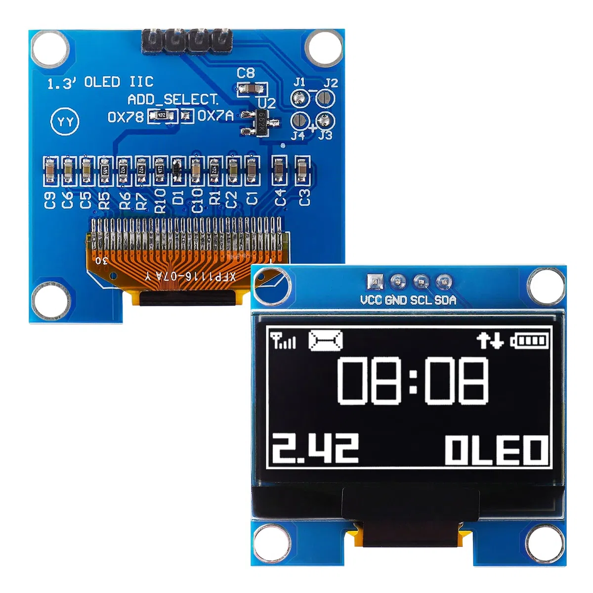 Módulo de pantalla OLED de 1,3 pulgadas, interfaz IIC I2C, controlador SH1106, módulo de visualización de pantalla de 128 x 64 píxeles, compatible con Arduino y Raspberry Pi