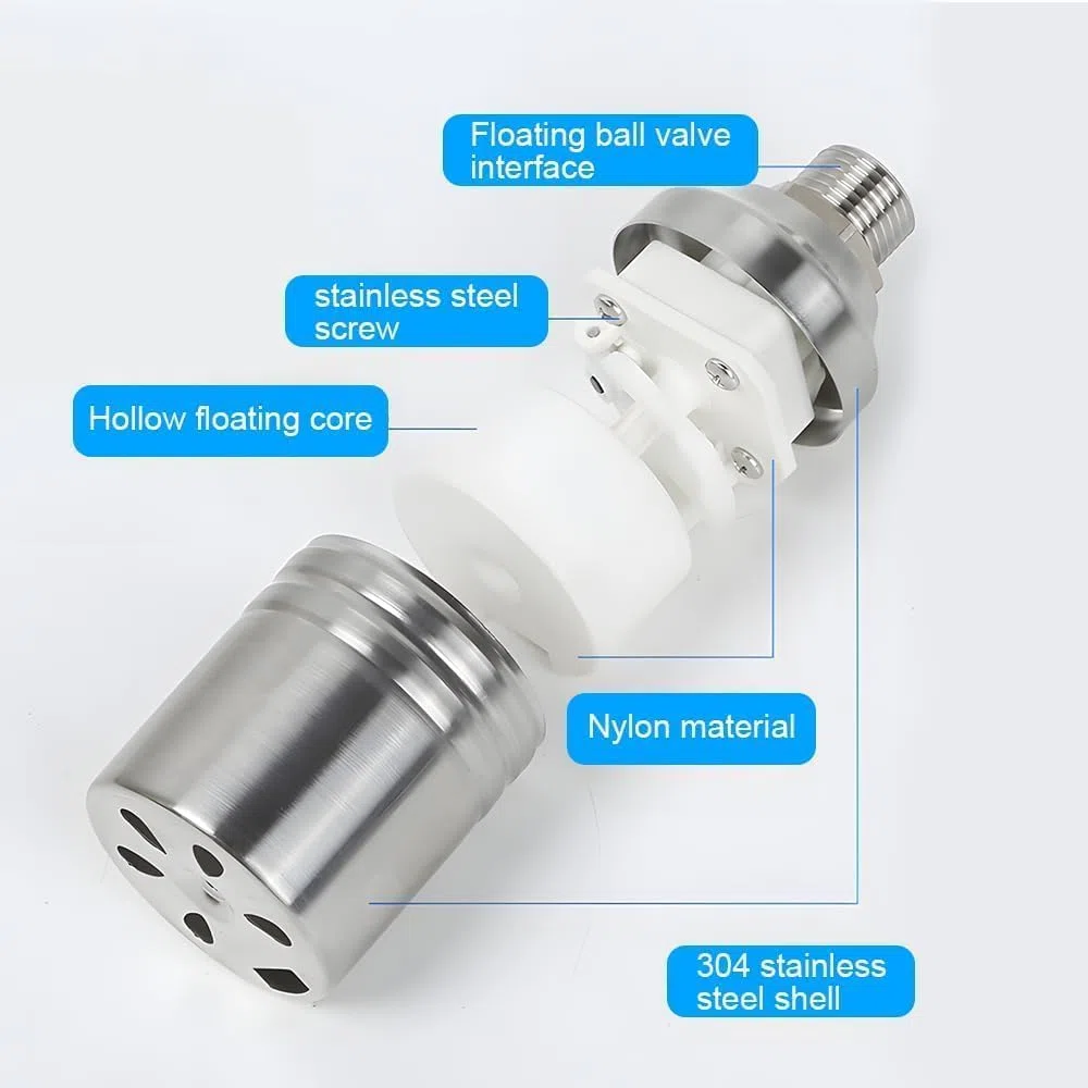 Válvula de Flotador Automática, Válvula Control Nivel Agua Completamente automática Acero Inoxidable 304 Válvula de Llenado para Piscina, Tanque de Agua (3/4 pulgadas)