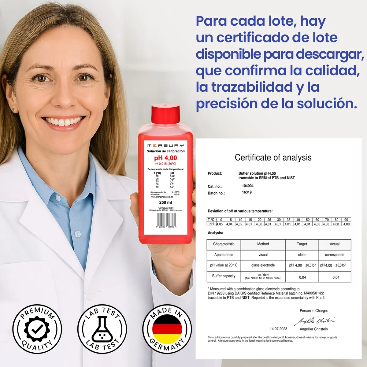 Measury Solución de Calibración de pH 4.00 y 6.86, Solución Tampón de pH 250ml cada una, Solución de Calibración Rojo/Verde, Set de Líquido de Calibración