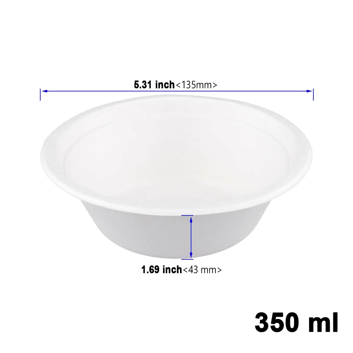 100 Cuencos Desechables de Caña de Azúcar de 350 ml, Platos Redondos Desechables de Papel para Sopa, para Fiestas y Picnics
