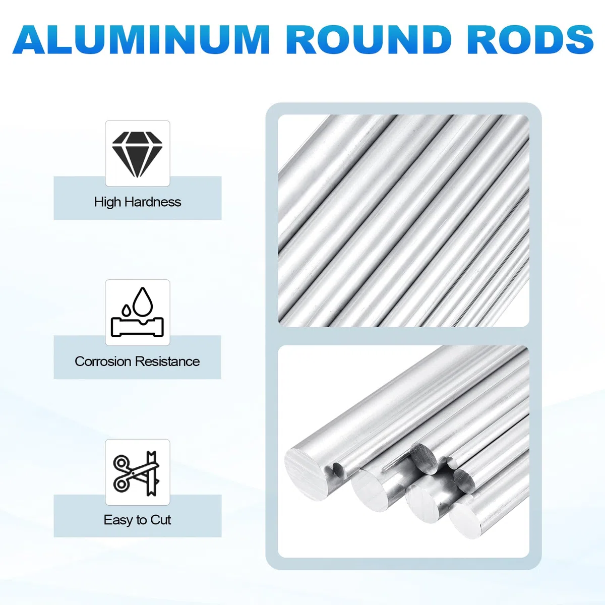 QUARKZMAN 8 Piezas Varilla De Aluminio 6061 5/32"(4mm) Diámetro 16"(407mm) Largo Barra Maciza Para Torno Varilla Redonda De Metal Para Manualidades Industriales Modelismo, Color Plateado