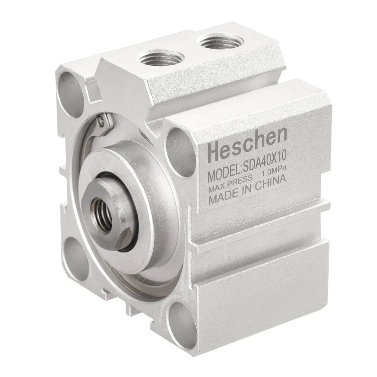 Heschen Cilindro de Aire de Aluminio Compacto neumático, SDA 40-10, Diámetro 40mm, Carrera 10mm, tamaño de Puerto PT1/8'', Doble Acción