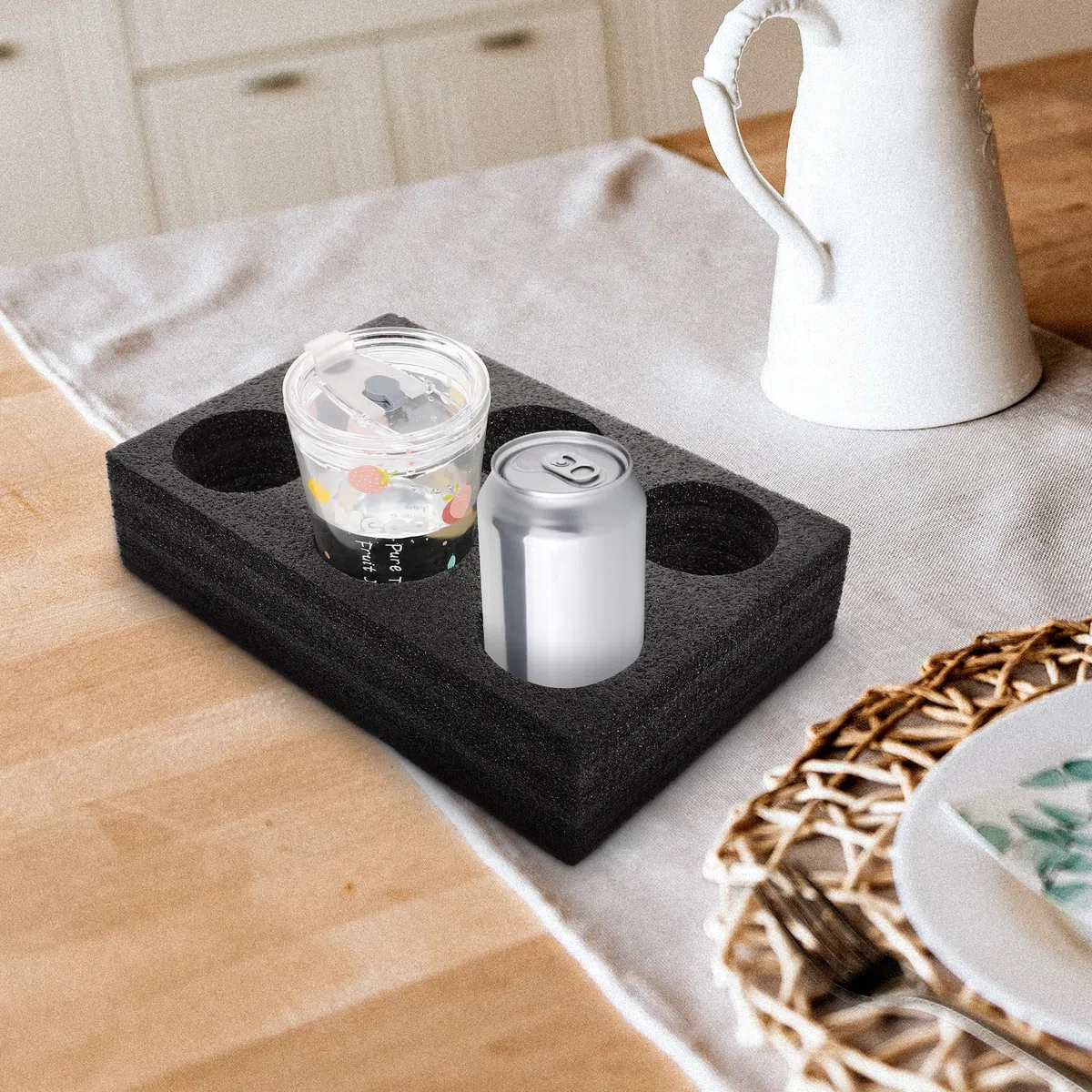 BETOOKY Soporte Espuma para Vasos 2 Piezas Portavasos de Algodón Perlado para 6 Tazas, Bandeja para Transportar Café y Té Leche en Vehículos y Camping